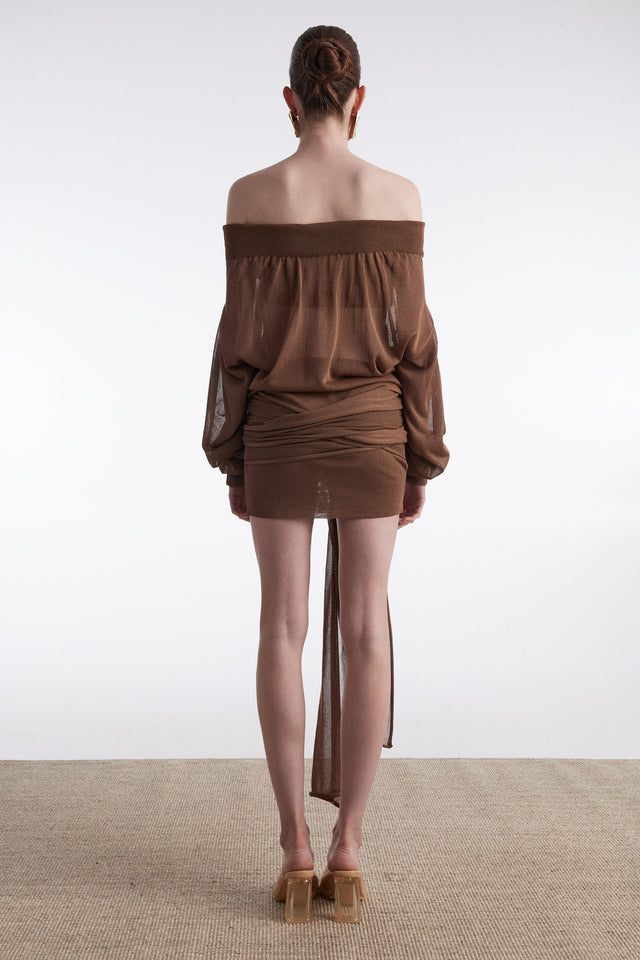 No26 KNITTED MINI DRESS BROWN