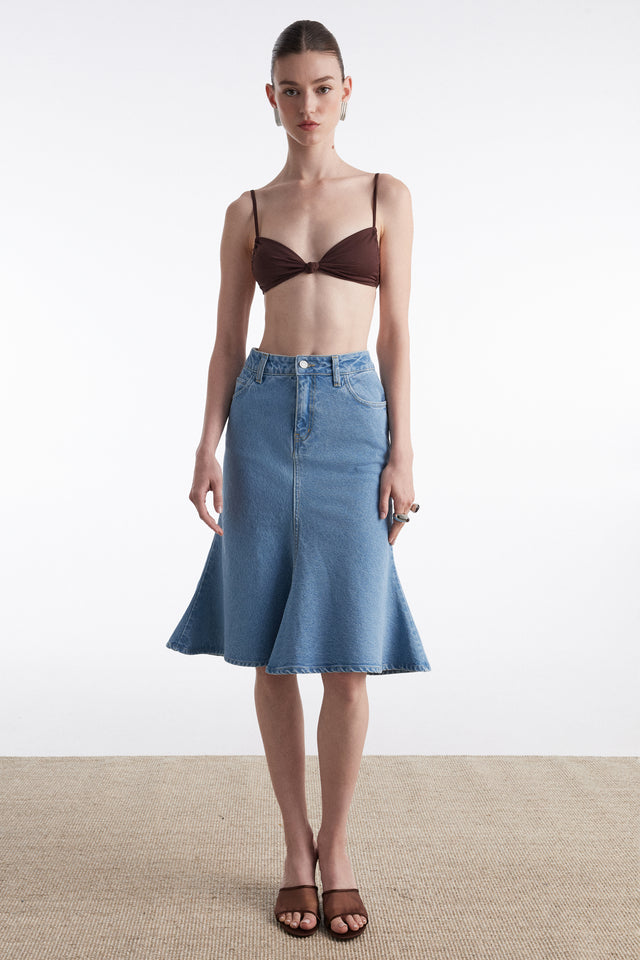 SILIA DENIM SKIRT BLUE
