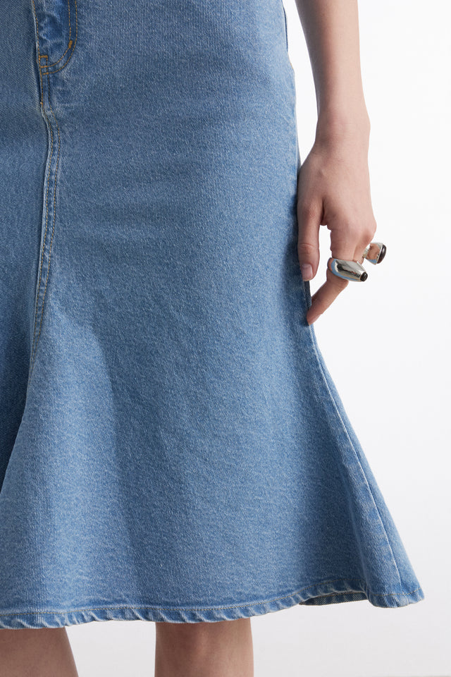 SILIA DENIM SKIRT BLUE