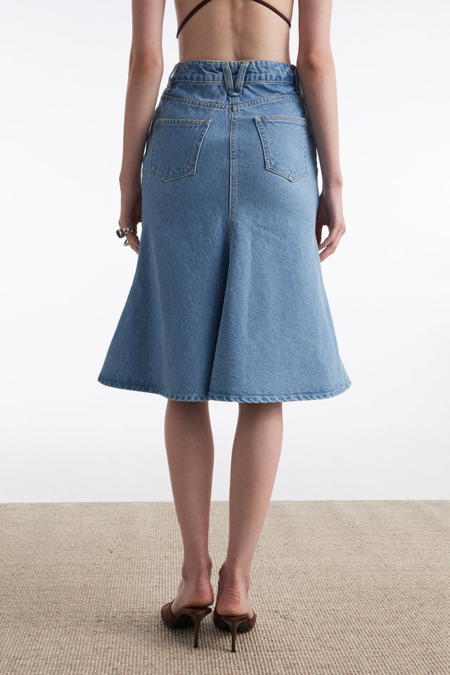 SILIA DENIM SKIRT BLUE