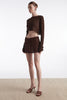 VOYAGE KNITTED CROP TOP BROWN