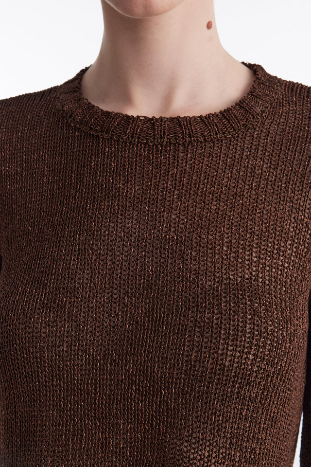 VOYAGE KNITTED CROP TOP BROWN