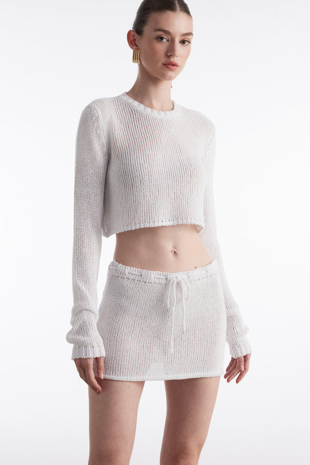 VOYAGE KNITTED CROP TOP WHITE