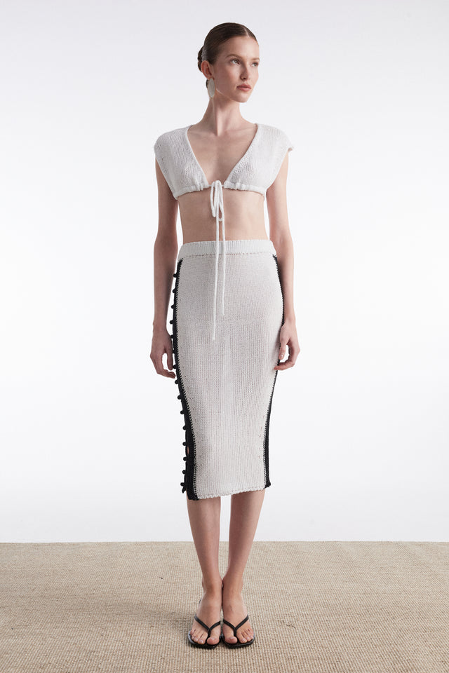 VOYAGE KNITTED MIDI SKIRT W&B