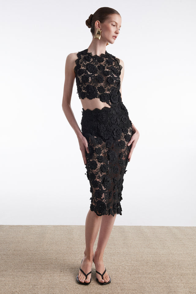 CHARLOTTE MIDI SKIRT BLACK