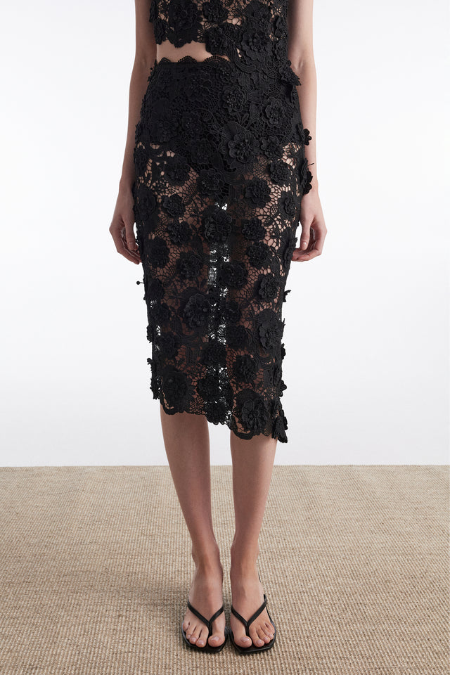 CHARLOTTE MIDI SKIRT BLACK