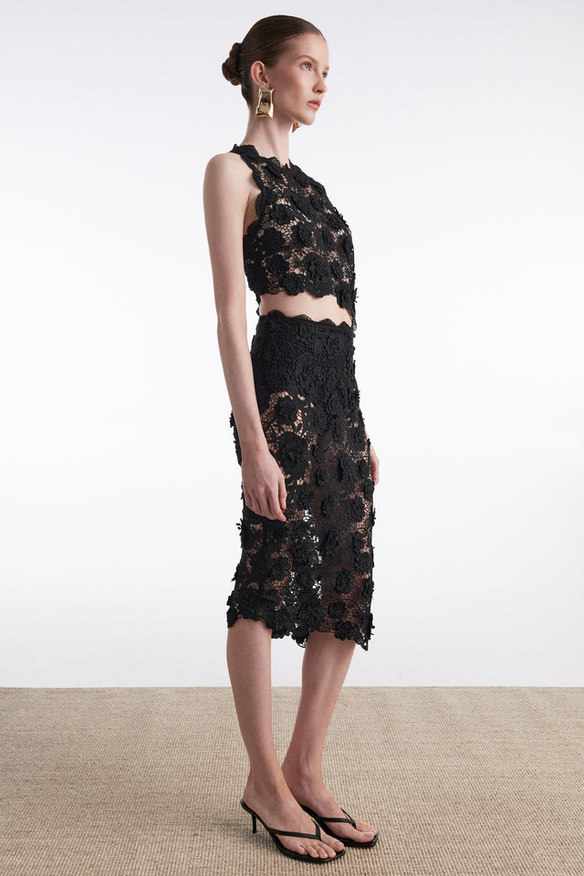 CHARLOTTE MIDI SKIRT BLACK