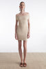 FINE LINE KNITTED MINI DRESS BEIGE