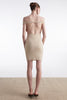 FINE LINE KNITTED MINI DRESS BEIGE