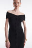 FINE LINE KNITTED DRESS MIDI BLACK