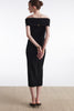 FINE LINE KNITTED DRESS MIDI BLACK