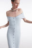 FINE LINE KNITTED DRESS MIDI CIEL