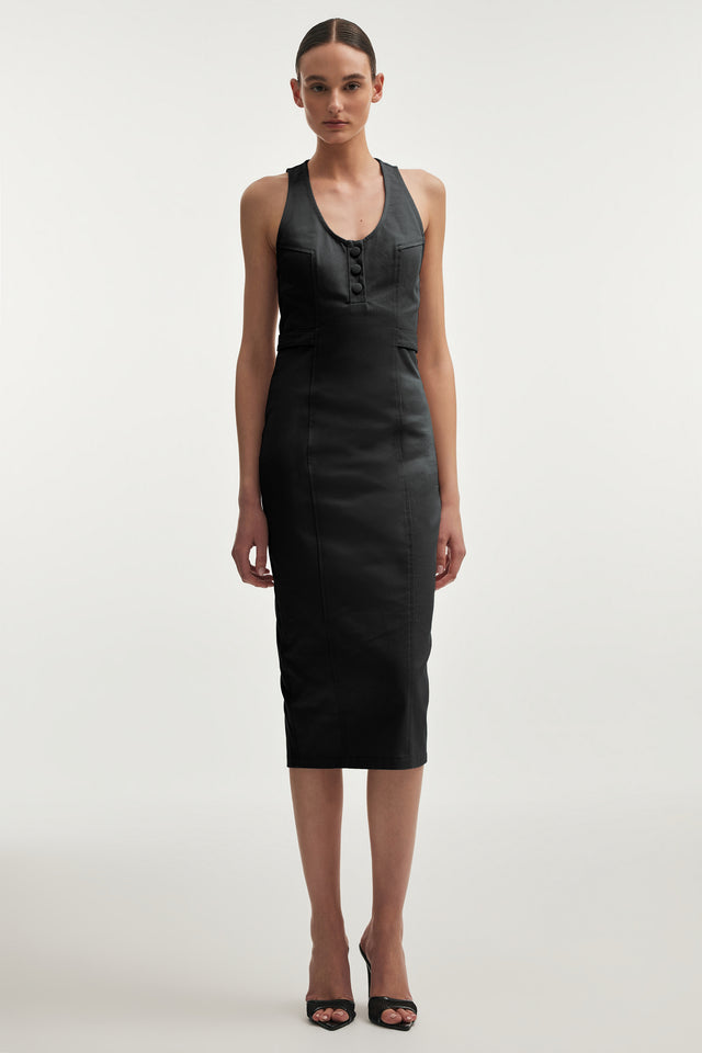 MUSE MIDI DRESS BLACK