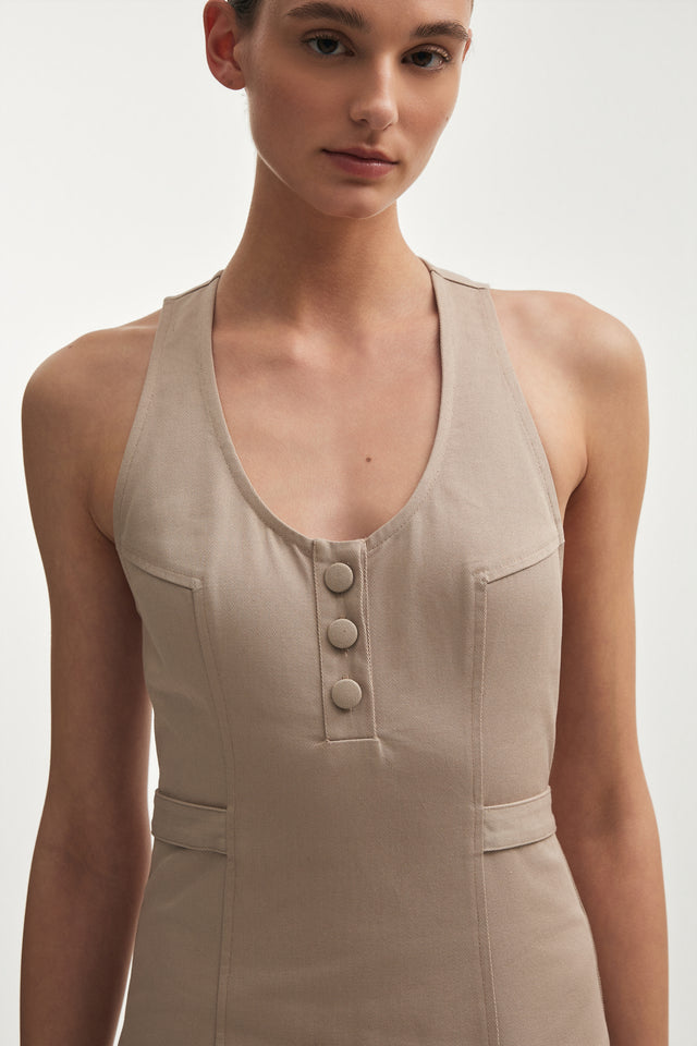 MUSE MIDI DRESS GREIGE