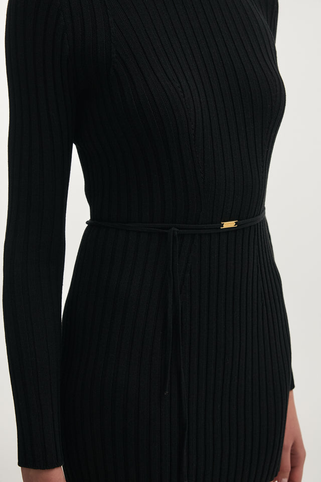 FEMME KNITTED MINI DRESS BLACK