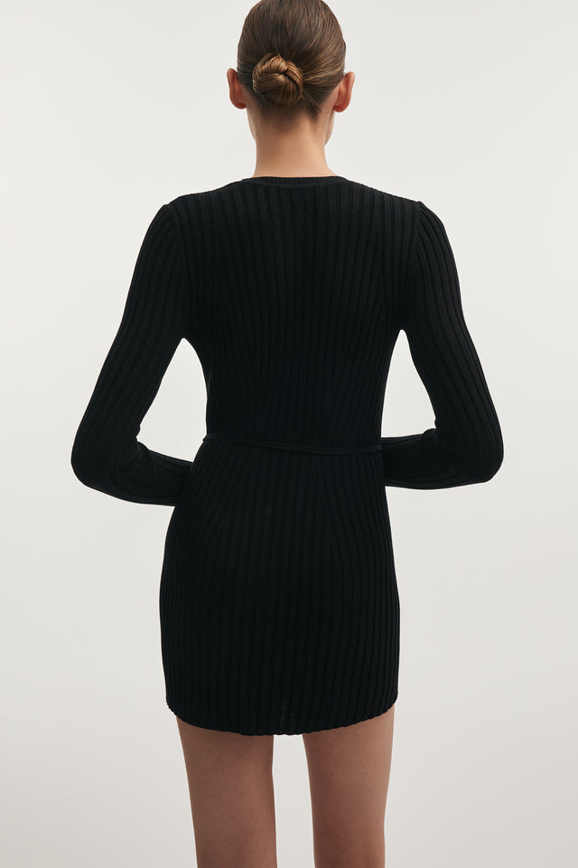 FEMME KNITTED MINI DRESS BLACK