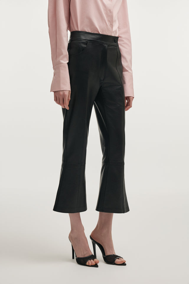 TEMPEST LEATHER CAPRI TROUSERS BLACK