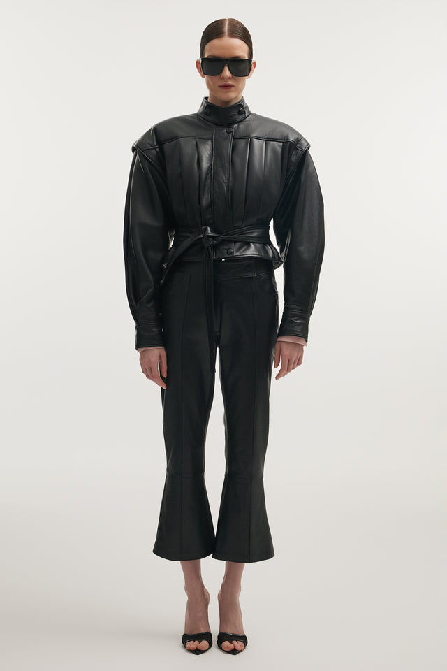 TEMPEST LEATHER CAPRI TROUSERS BLACK