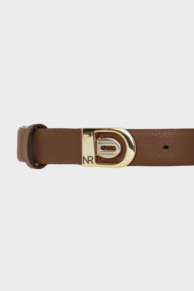 REI LEATHER BELT DOUBLE SIDED M/W BROWN