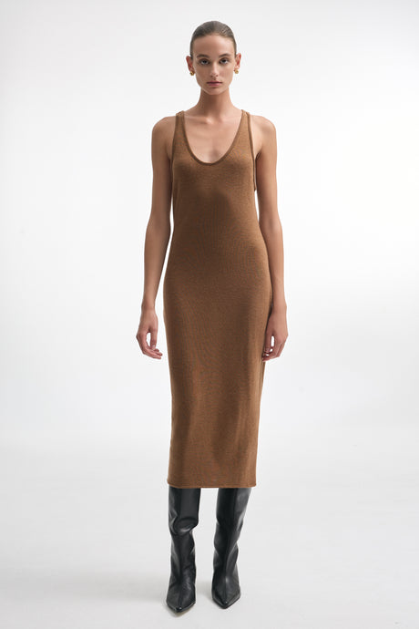 WHITNEY SLEEVELESS DRESS BROWN