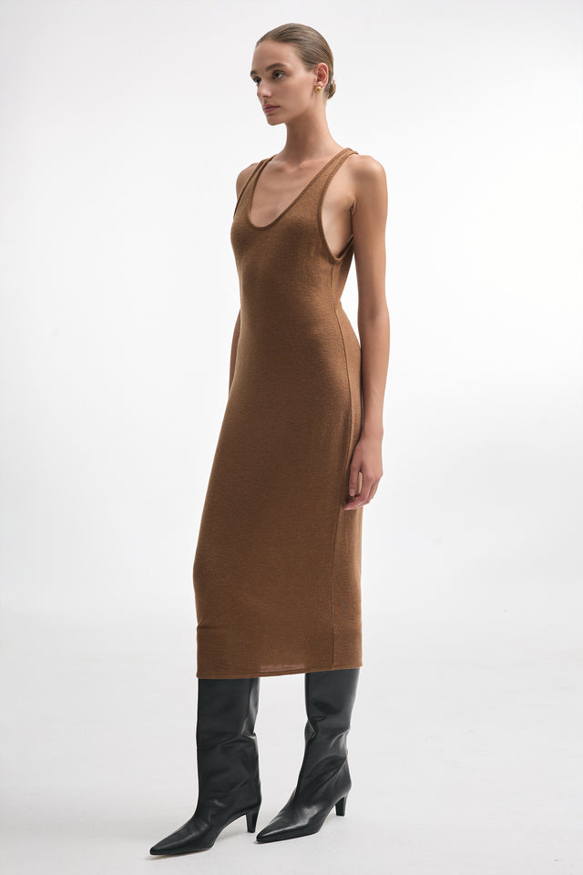 WHITNEY SLEEVELESS DRESS BROWN
