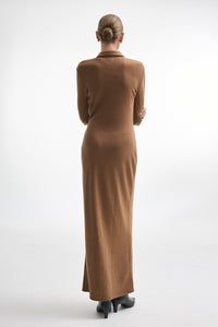 WHITNEY LONG SLEEVE DRESS BROWN