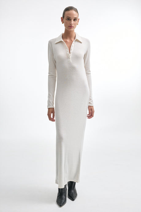 WHITNEY LONG SLEEVE DRESS ECRU