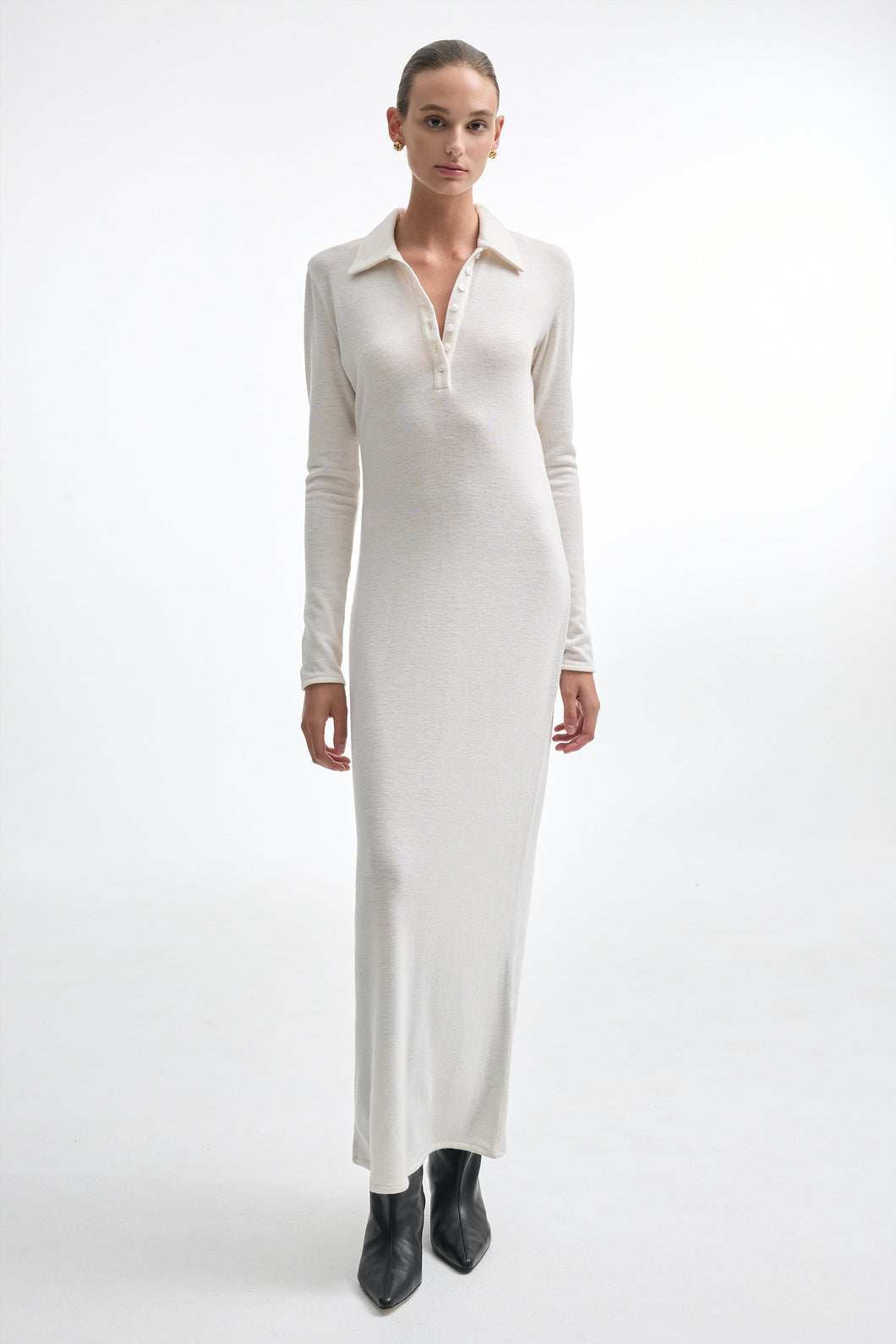 WHITNEY LONG SLEEVE DRESS ECRU