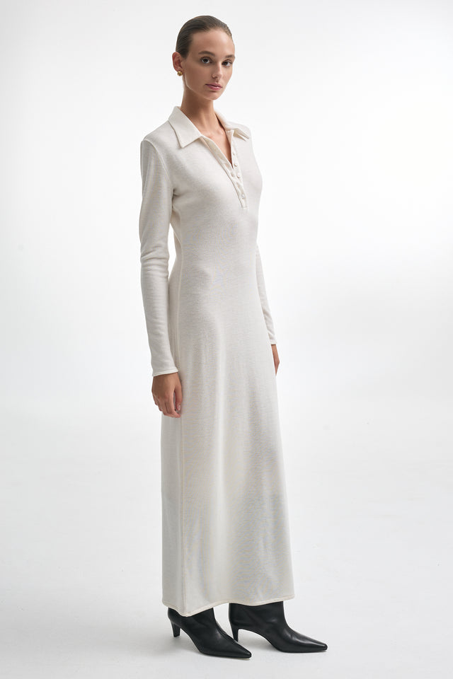WHITNEY LONG SLEEVE DRESS ECRU