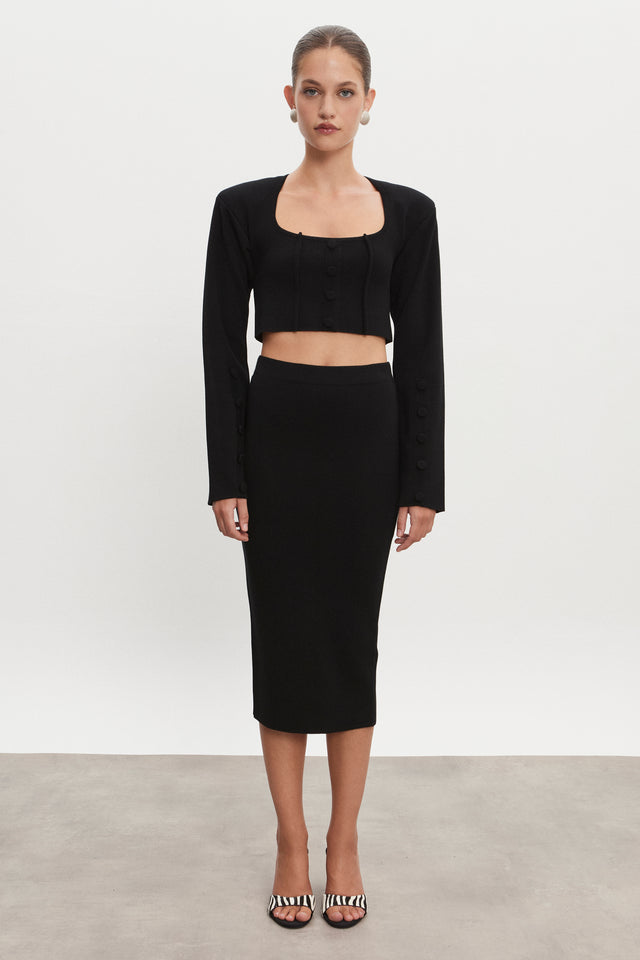 HEAVEN KNITTED CARDIGAN TOP BLACK