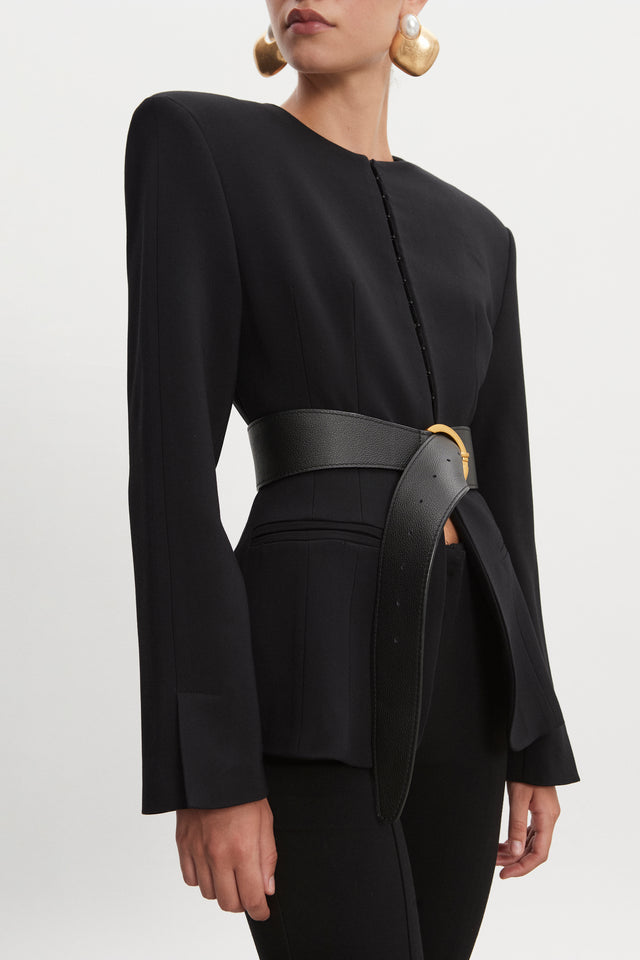 ZOE LEATHER BELT RUSTIC BLACK