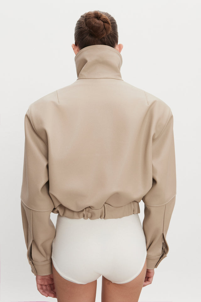 MEGAN LEATHER JACKET STONE GREY