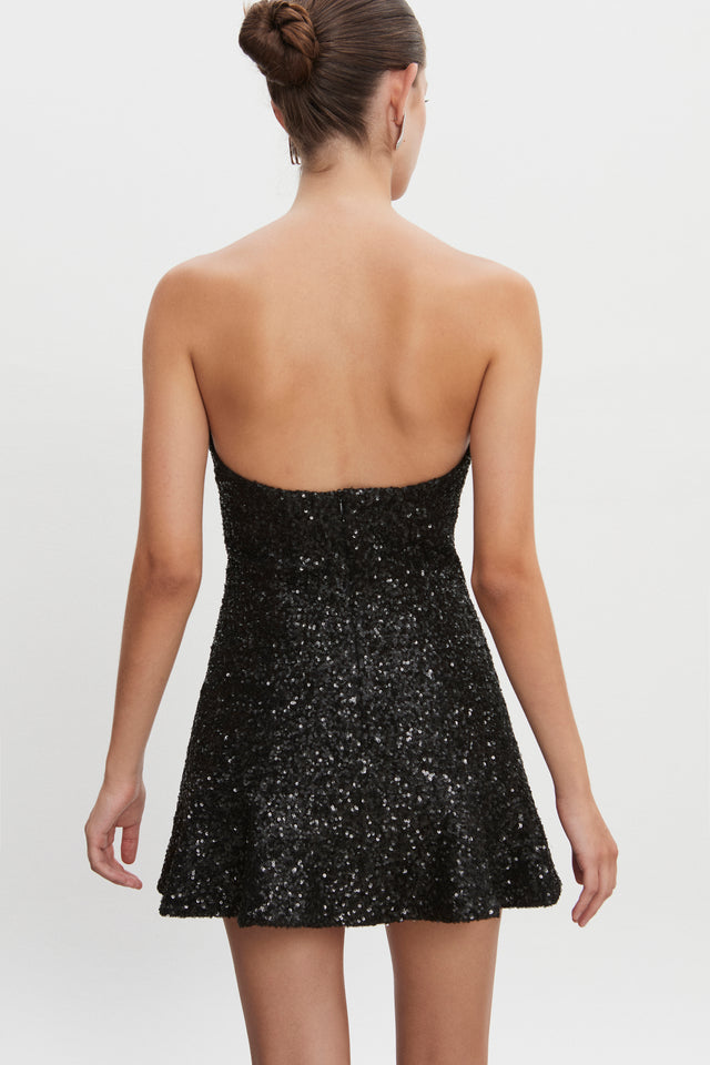 ARROW STRAPLESS MINI DRESS BLACK