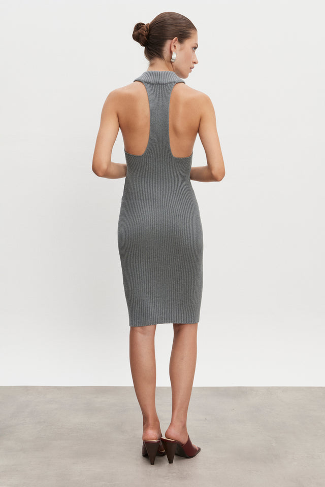 EVA KNITTED MIDI DRESS GREY