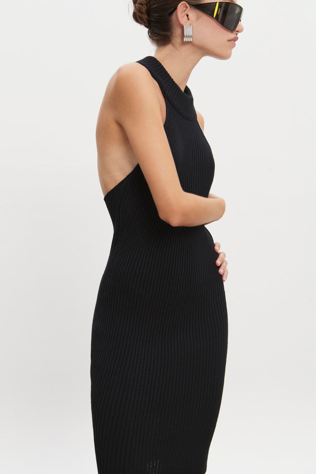 EVA KNITTED MIDI DRESS BLACK