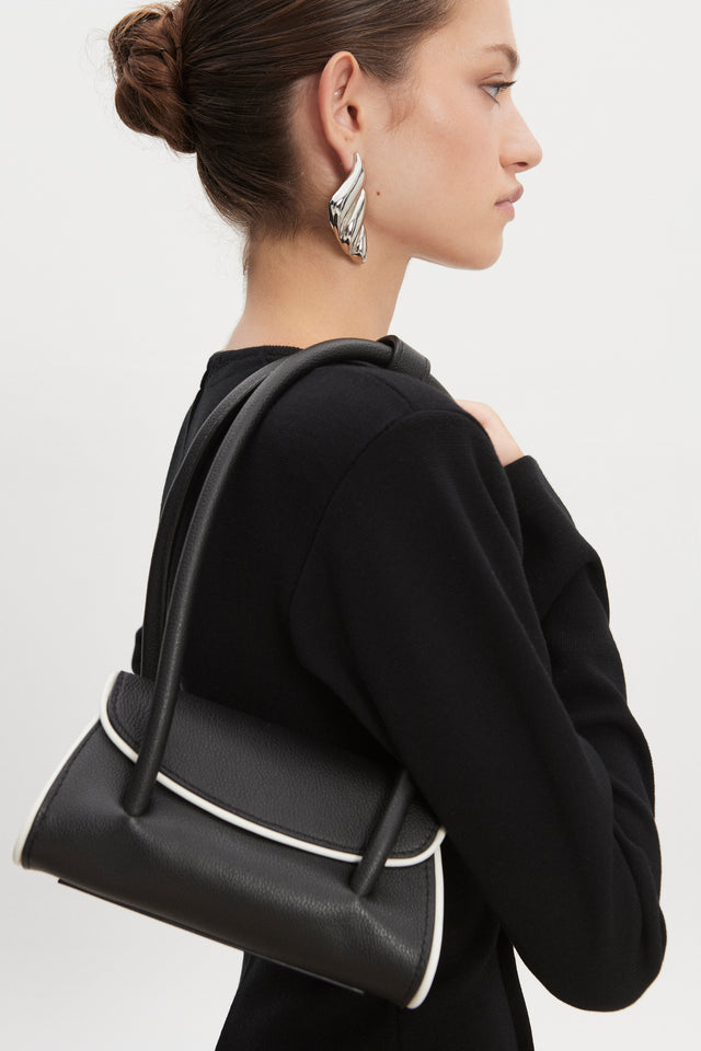 CRUELLA LEATHER BAG BLACK/WHITE