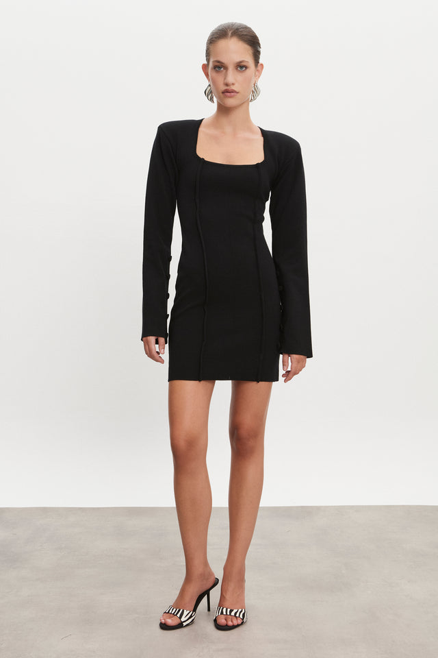 HEAVEN KNITTED MINI DRESS BLACK