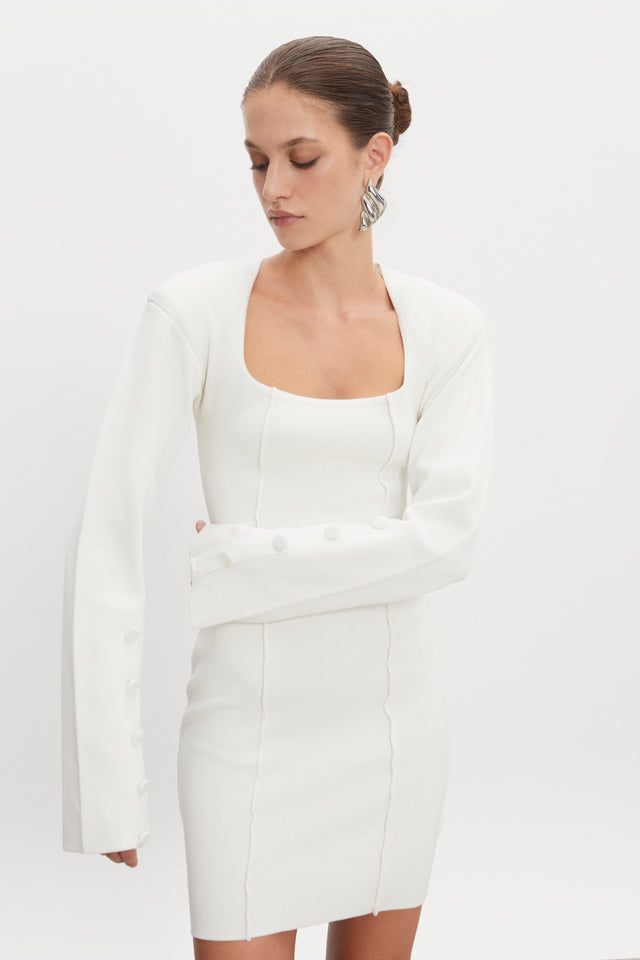 HEAVEN KNITTED MINI DRESS OFF WHITE