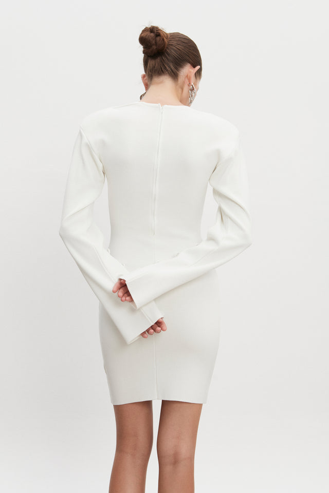 HEAVEN KNITTED MINI DRESS OFF WHITE