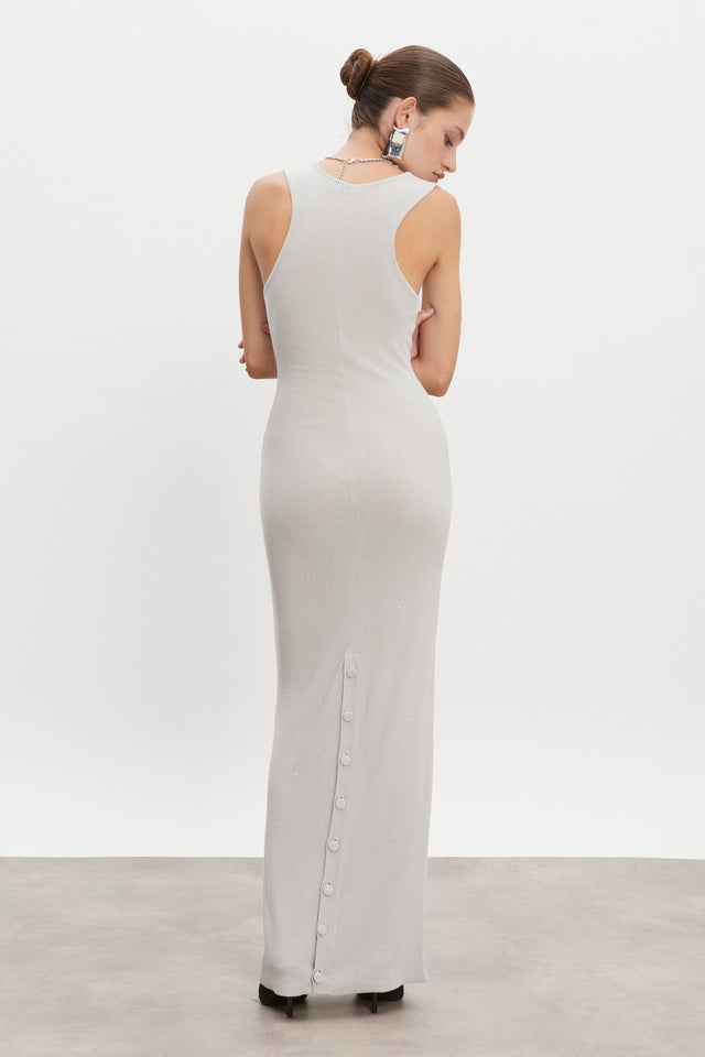 MAGNETIC KNITTED MAXI DRESS GREY
