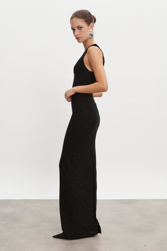 MAGNETIC KNITTED MAXI DRESS BLACK