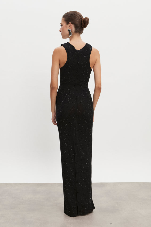 MAGNETIC KNITTED MAXI DRESS BLACK