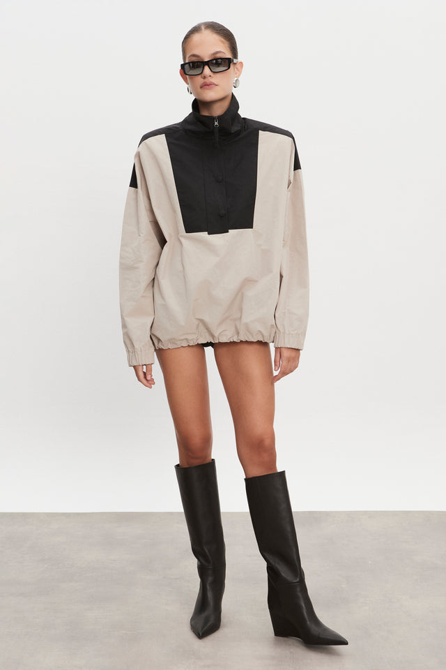 PAOLO WIND ANORAK M/W GREIGE-BLACK