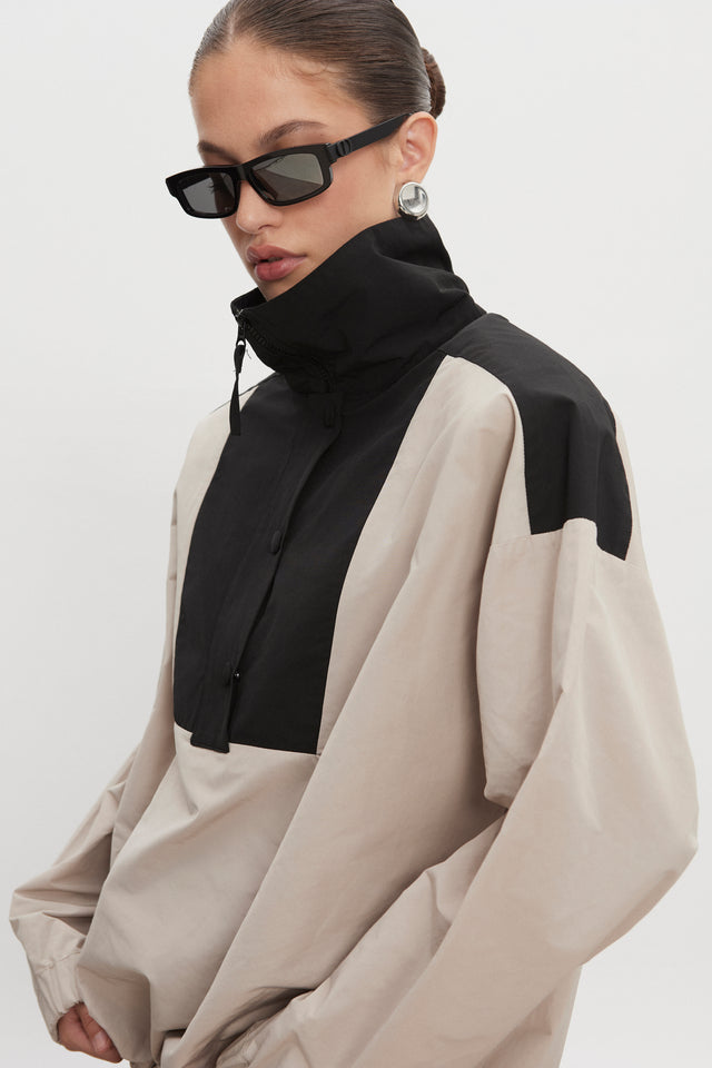PAOLO WIND ANORAK M/W GREIGE-BLACK