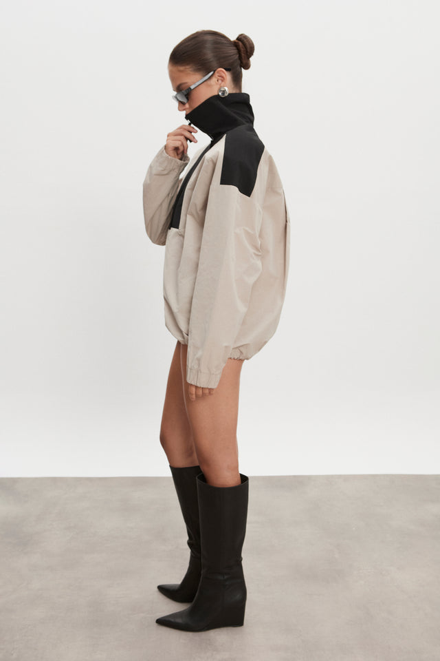 PAOLO WIND ANORAK M/W GREIGE-BLACK
