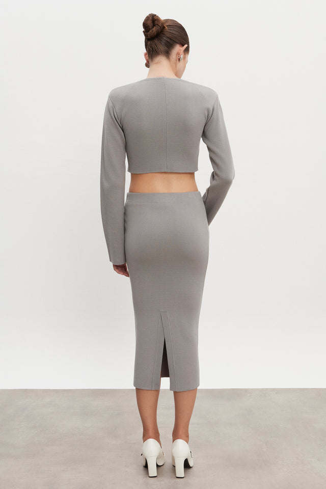 HEAVEN KNITTED MIDI SKIRT GREY