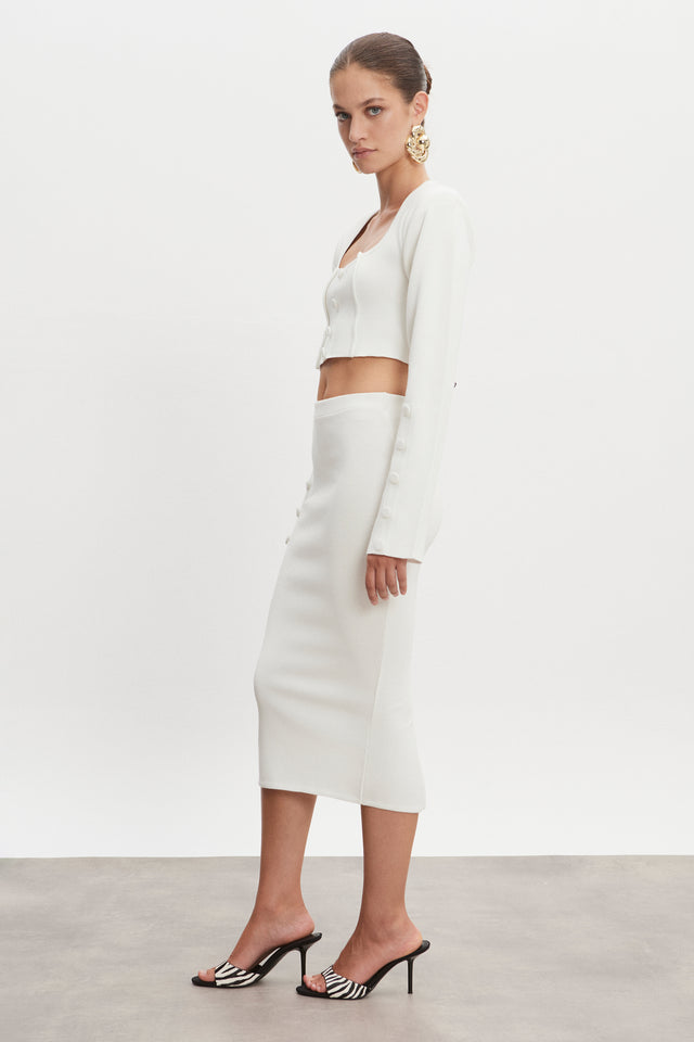 HEAVEN KNITTED CARDIGAN TOP OFF WHITE