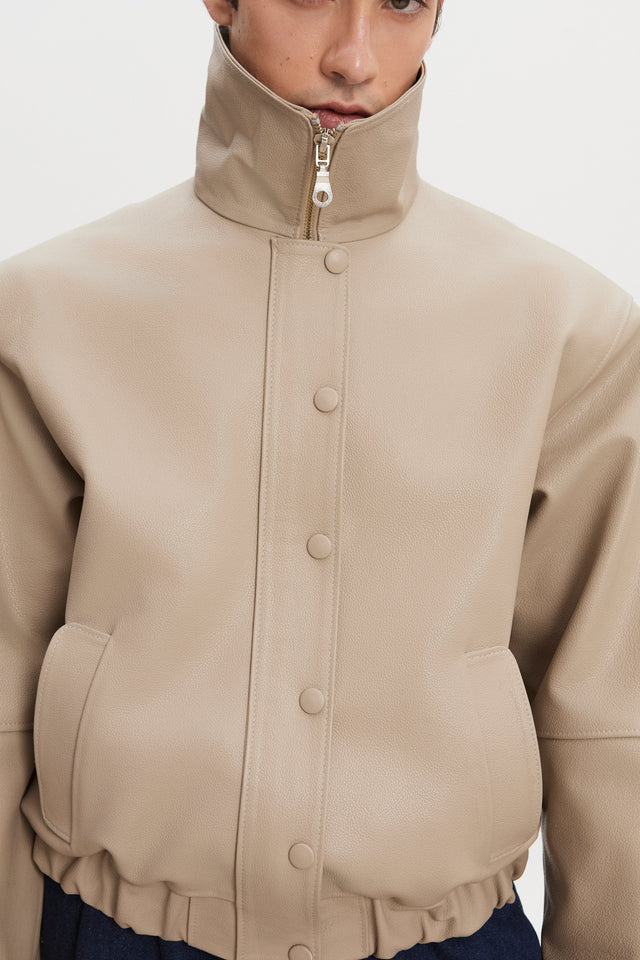 MEGAN LEATHER JACKET STONE GREY