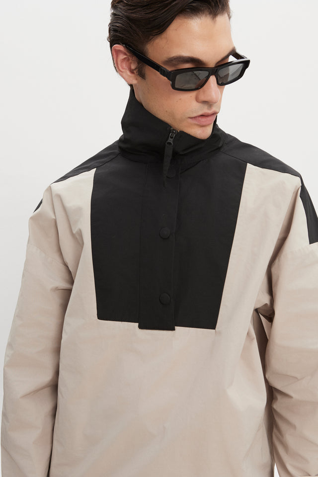 PAOLO WIND ANORAK M/W GREIGE-BLACK