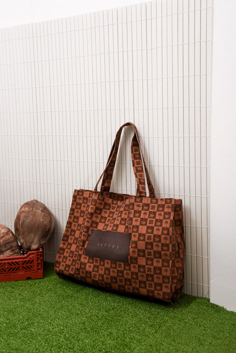 PALM RUM TOTE BAG BROWN
